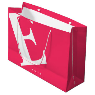Large Initial   Modern Typography   Pink Gift Bag