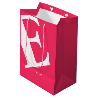 Large Initial | Modern Typography | Pink Medium Gift Bag