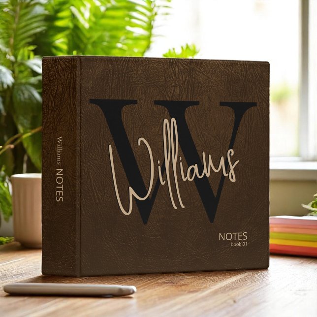 Large Initial/Name Brown Leather Binder for Notes (Creator Uploaded)
