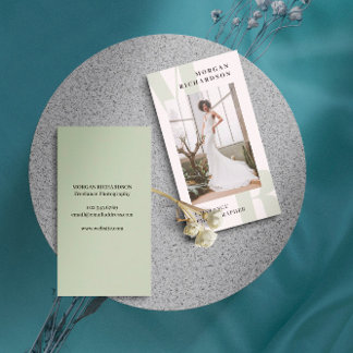 Large Initials Sage Green Typography Photographer Business Card