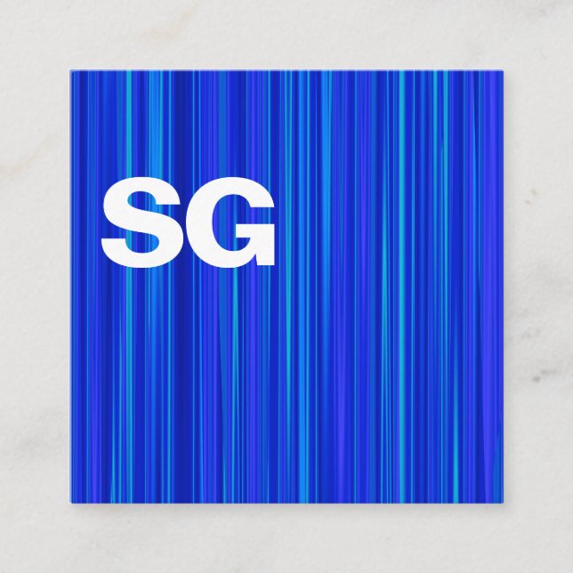 Large Initials - Square - Brushed Blue Square Business Card (Front)