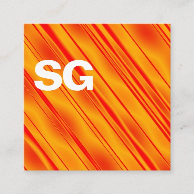 Large Initials - Square - Diagonal Orange Square Business Card (Front)