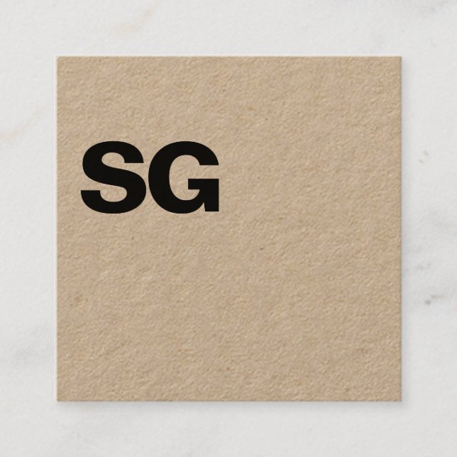 Large Initials - Square - Kraft Square Business Card (Front)