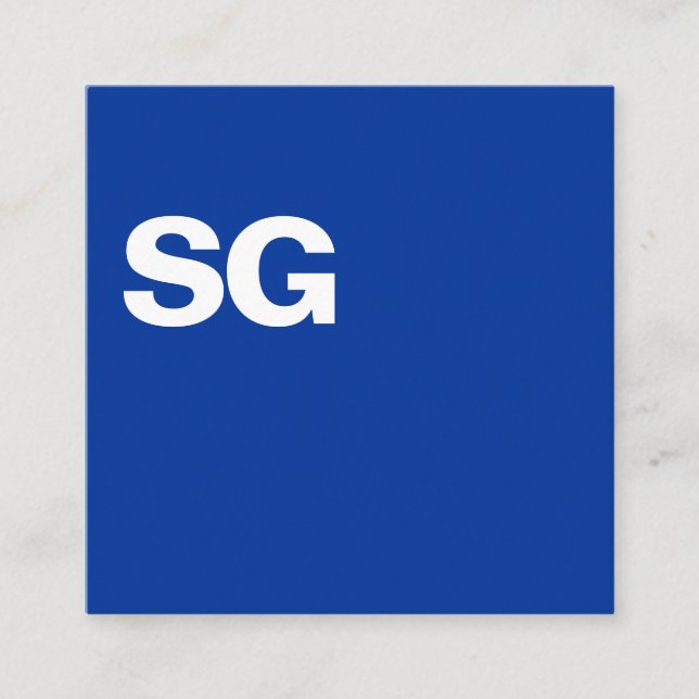 Large Initials - Square - Navy Blue Square Business Card (Front)