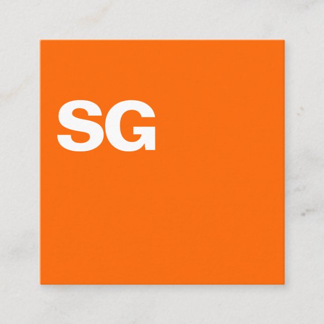 Large Initials - Square - Orange Square Business Card (Front)