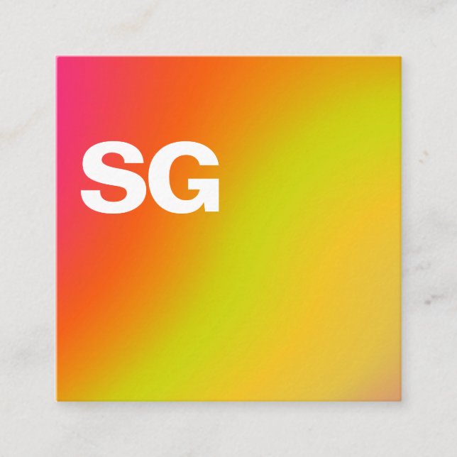 Large Initials - Square - Soft Colours Square Business Card (Front)