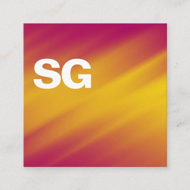 Large Initials - Square - Yellow Ripples Square Business Card (Front)