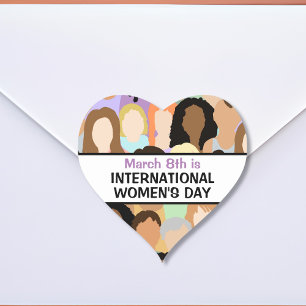Large International Women's Day - March 8th   Heart Sticker