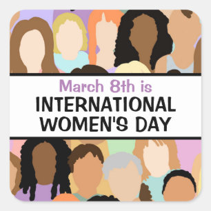 Large International Women's Day - March 8th    Square Sticker