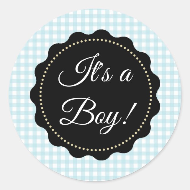 Large It's a Boy! Baby Shower Blue  Stickers (Front)
