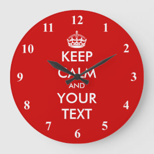 Large Keep Calm wall clock   Customizable design