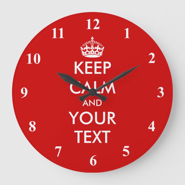 Large Keep Calm wall clock | Customizable design (Front)
