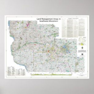 Large Land Mgt Areas In Southwest Wisconsin Map Poster