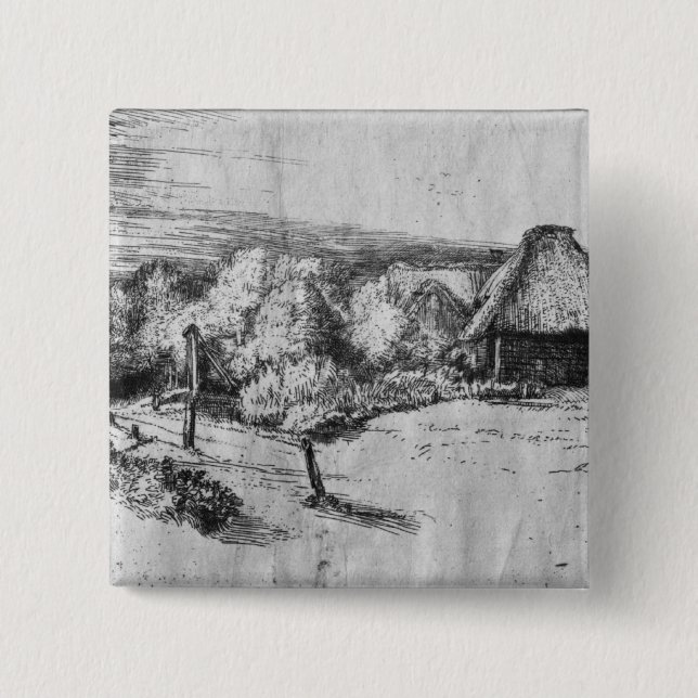Large Landscape with a Tower, c.1650 2 Inch Square Button (Front)
