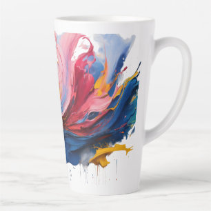 Large Latte Mug - Abstract Colour Splashes, 17 oz