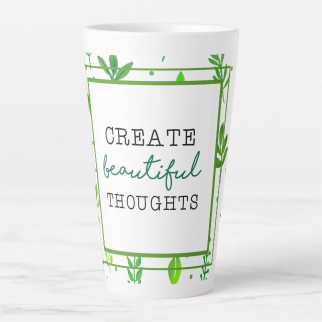 Large Latte Mug | Nature Green Leafy Pattern Print (Front)