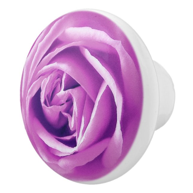 Large Lavender Rose Print Ceramic Knob (Right)