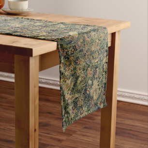 Large Leaf Verdure & Animals Renaissance Tapestry Short Table Runner