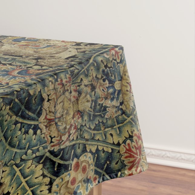 Large Leaf Verdure & Animals Renaissance Tapestry Tablecloth (In Situ)