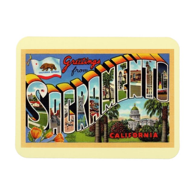 Large Letter Greeting Sacramento California  Magnet (Horizontal)