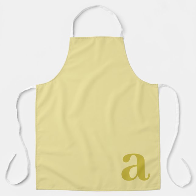 Large Letter Monogram Pale Yellow Minimalist Apron (Front)