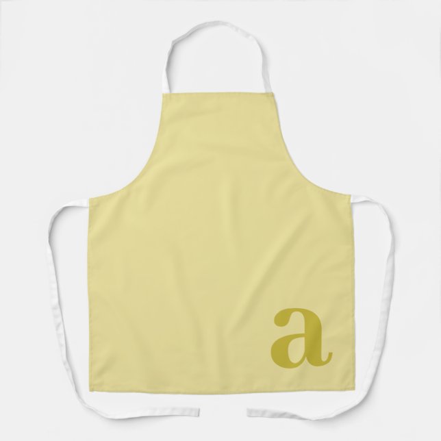 Large Letter Monogram Pale Yellow Minimalist Apron (Front)
