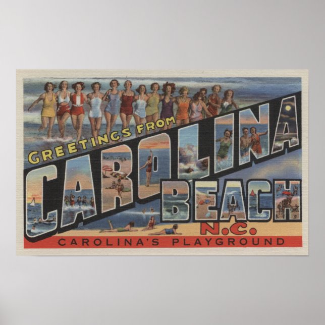 Large Letter Scenes - Carolina Beach, NC Poster (Front)