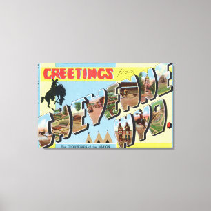 Large Letter Scenes, Greetings From Canvas Print