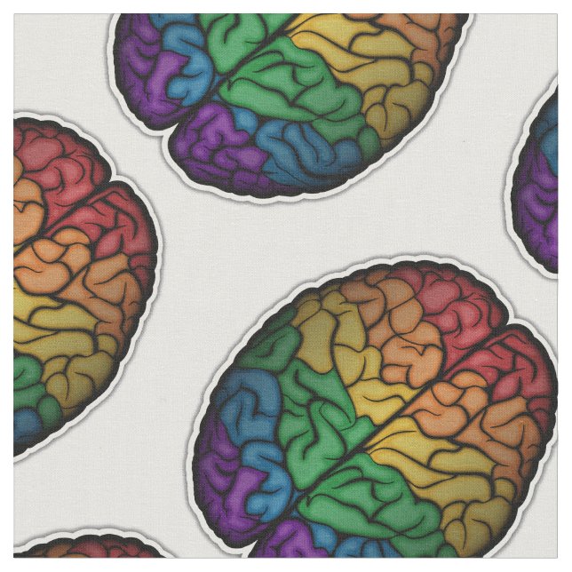 Large LGBTQ Pride Rainbow Brain Vector Fabric (Close Up)