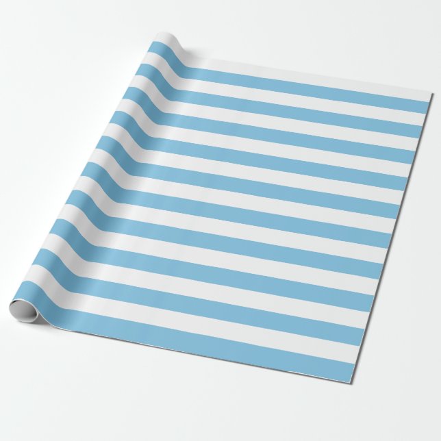 Large Light Blue and White Stripes Wrapping Paper (Unrolled)