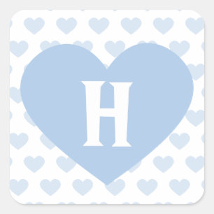 Large Light Blue Heart - Monogram Square Sticker