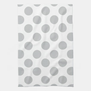 Large Light Grey Polka Dots Kitchen Towel