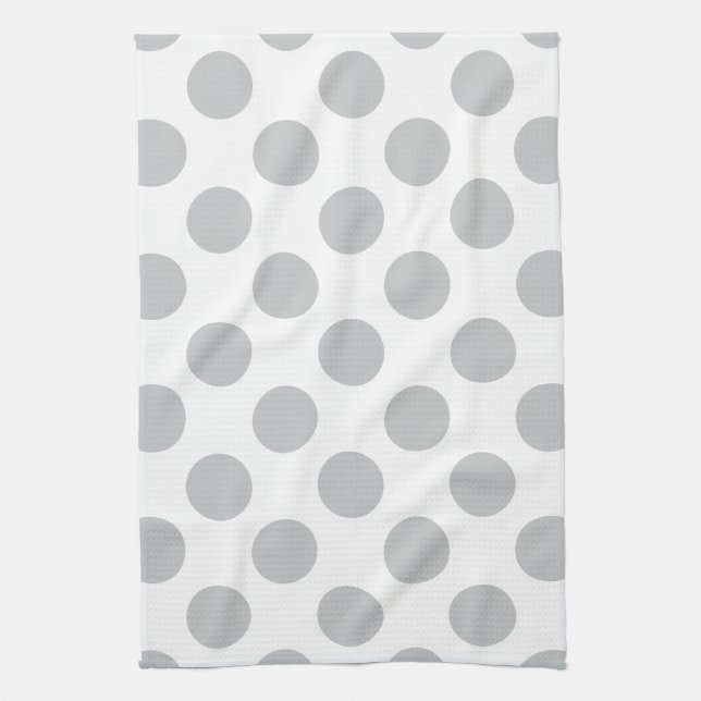 Large Light Grey Polka Dots Kitchen Towel (Vertical)