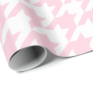 Large Light Pink and White Houndstooth Wrapping Paper