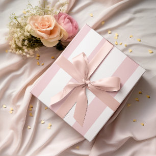 Large Light Pink and White Stripes Wrapping Paper