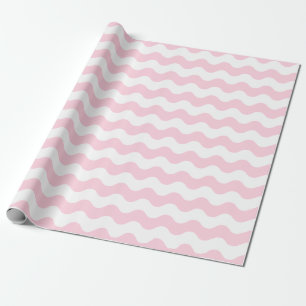 Large Light Pink and White Waves Wrapping Paper