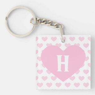 Large Light Pink Heart - Monogram Keychain