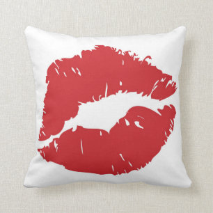 Large lip-print throw pillow. pillow