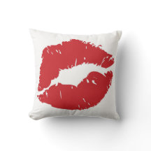 Large lip-print throw pillow.