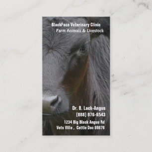 Large Livestock Veterinarian - Black Angus Cow Business Card