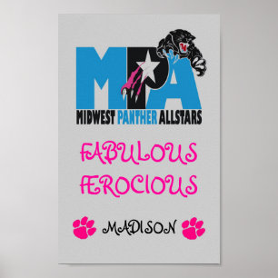 Large Logo, Panther%209[1], pink paw, pink paw,... Poster