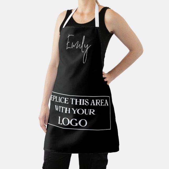 Large Logo Staff Name Black or any colour Apron (Insitu)