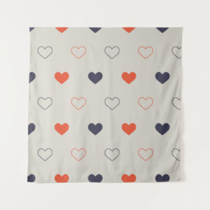 Large - Lovely hearts / orange cream dark Tapestry