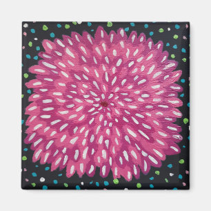 Large Magenta Abstract Flower Magnet