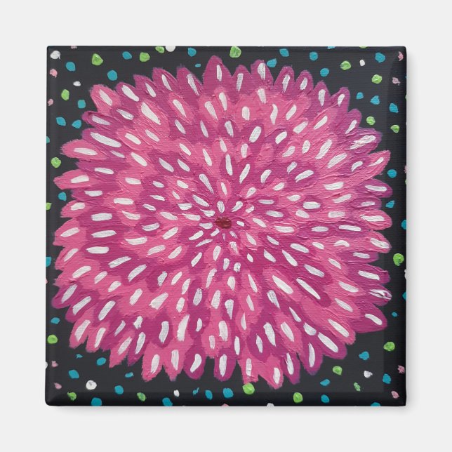 Large Magenta Abstract Flower Magnet (Front)