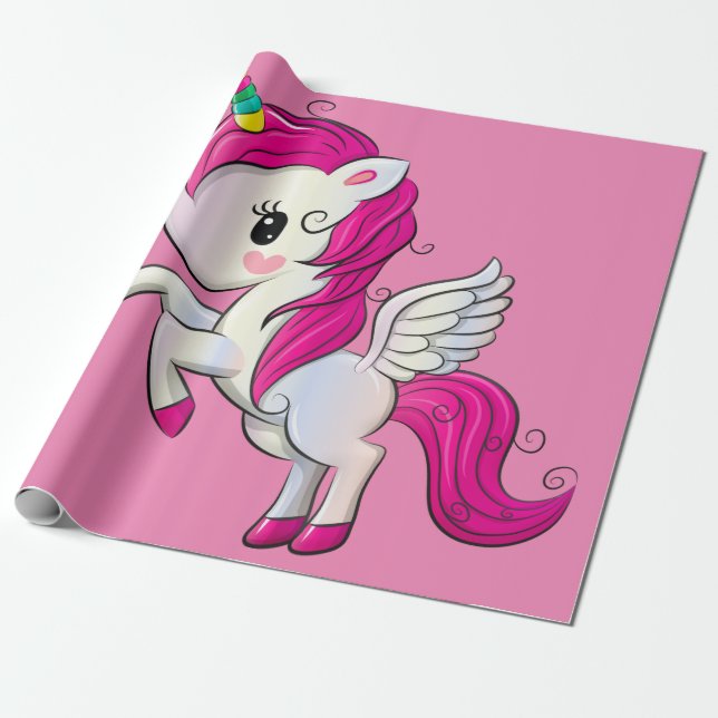Large Magical Flying Unicorn Wrapping Paper (Unrolled)