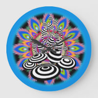 Large Mandala Magic Mushroom blue black wall clock