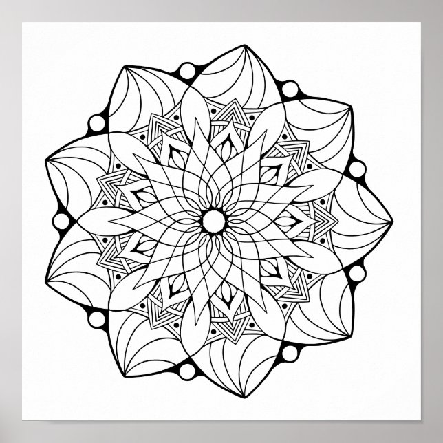 Large Mandala Poster to Color (Front)