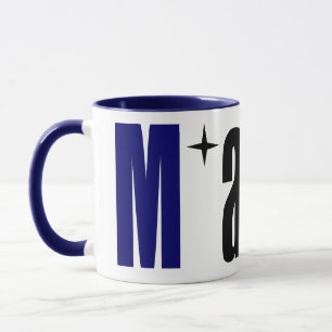 Large "Mary" Name, Dark Royal Blue and Black Stars Mug