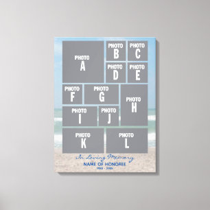 Large Memorial Photo Collage with Ocean Canvas Print